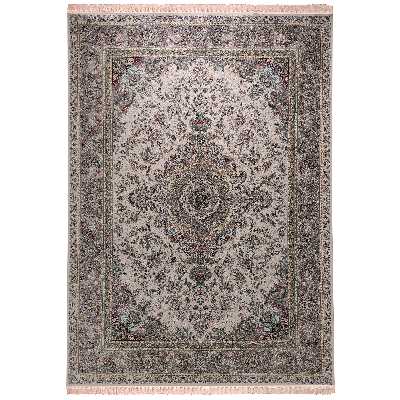 فرش ماشینی زمرد مشهد مدل 55000 زمینه کرم