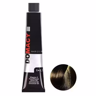 رنگ مو دوماسی سری طبیعی شماره 6.00 حجم 120 میلی لیتر رنگ بلوند تیره به همراه اکسیدان دوماسی مدل 01 شش درصدی حجم 180 میلی لیتر