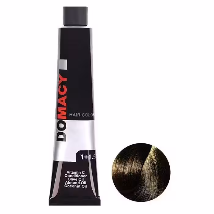 رنگ مو دوماسی سری طبیعی شماره 6.00 حجم 120 میلی لیتر رنگ بلوند تیره به همراه اکسیدان دوماسی مدل 01 شش درصدی حجم 180 میلی لیتر