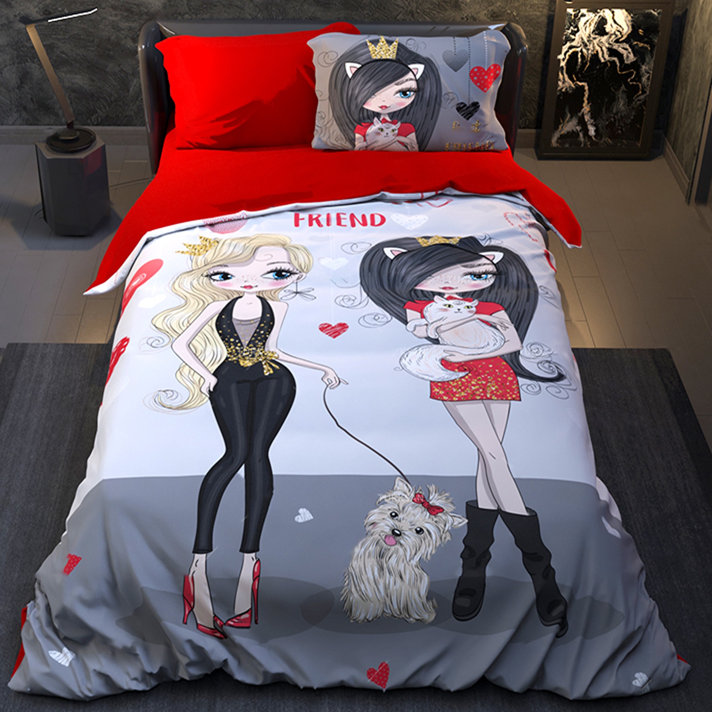 سرویس خواب مدل ترکسان کد 210 یک نفره 4 تکه با پارچه تنسل گیاهی