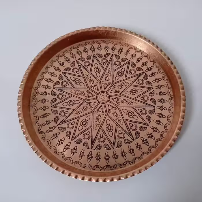 سینی مسی گرد سایز سه طرحدار با کیفیت عالی 