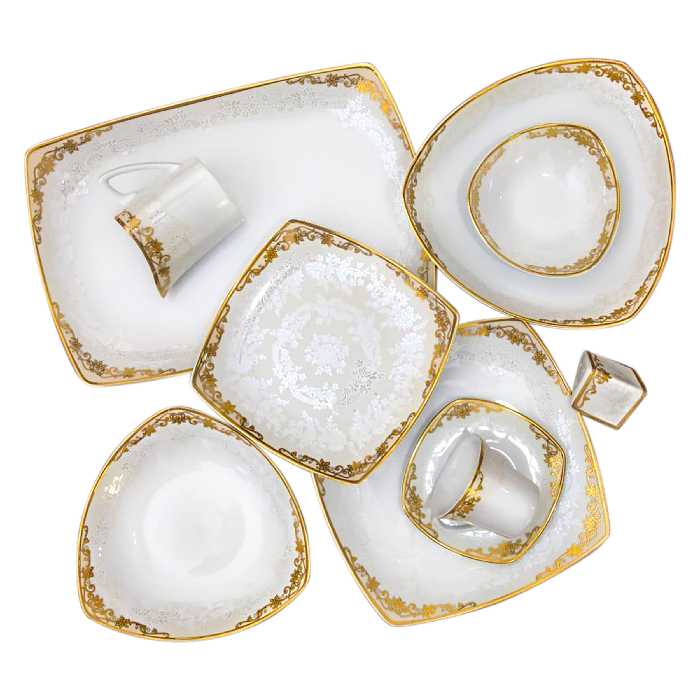 سرویس غذاخوری 105 پارچه چینی پردیس کاشان سری پاریس مدل هیرام 456 B