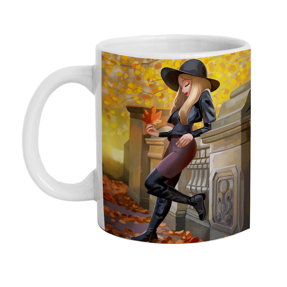 ماگ دارلی طرح دختر و پاییز مدل DarlyM1038