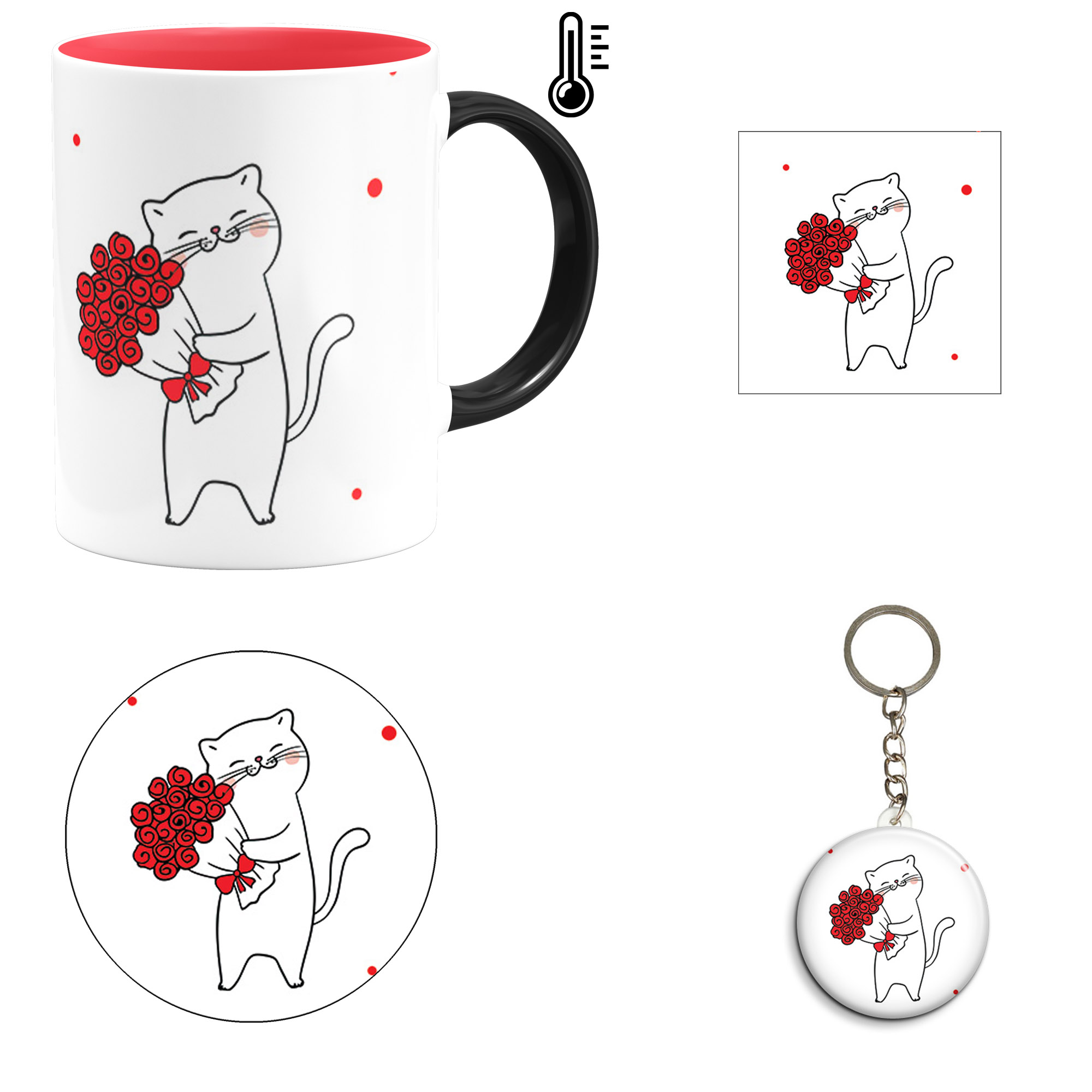 ست هدیه ماگ حرارتی مدل روز عشق طرح عاشقانه کد M112