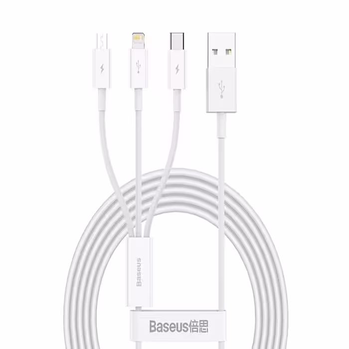 کابل تبدیل USB به microUSB / لایتنینگ / USB-C باسئوس مدل CAMLTYS-02 طول 1.5 متر