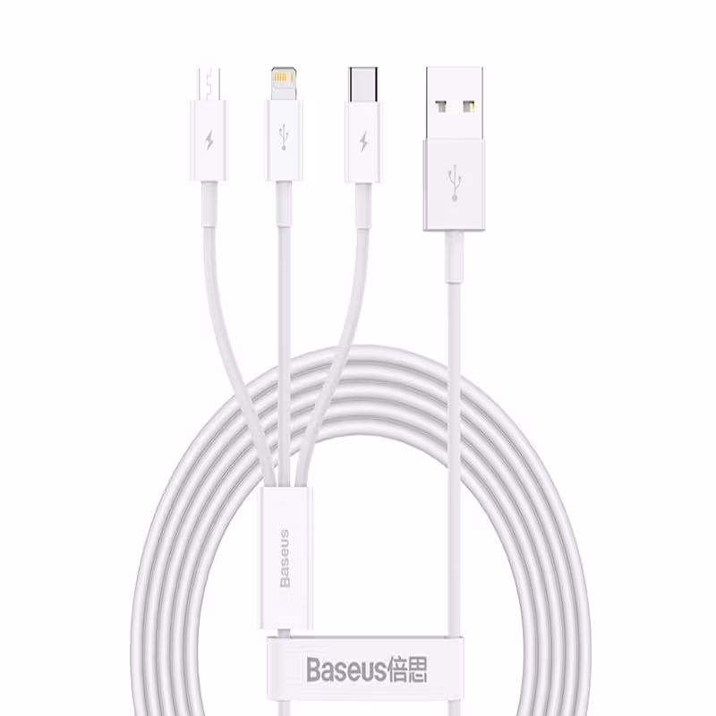 کابل تبدیل USB به microUSB / لایتنینگ / USB-C باسئوس مدل CAMLTYS-02 طول 1.5 متر