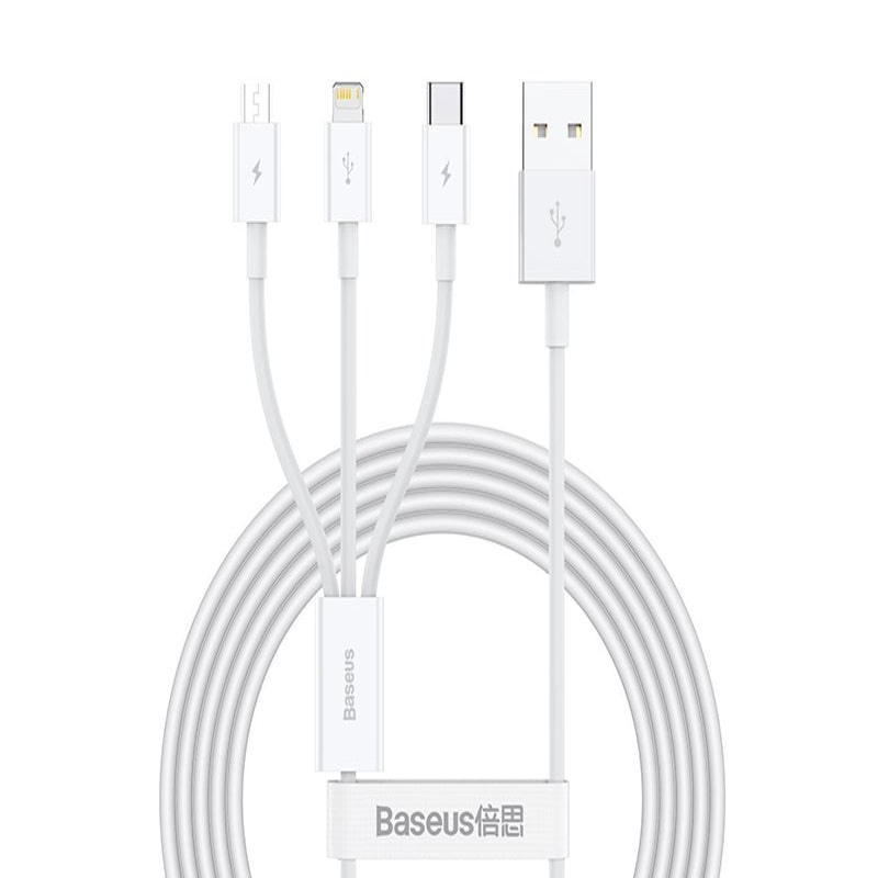 کابل تبدیل USB به microUSB / لایتنینگ / USB-C باسئوس مدل CAMLTYS-02 طول 1.5 متر