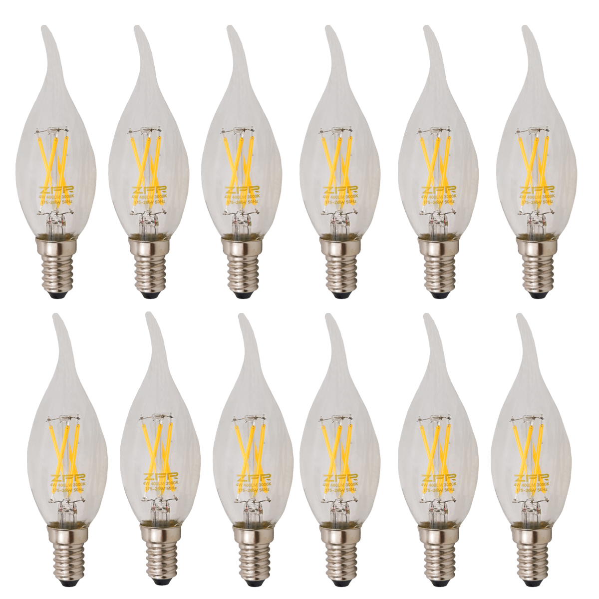 لامپ ال ای دی فیلامنتی 4 وات زد اف آر پایه E14 بسته 12 عددی