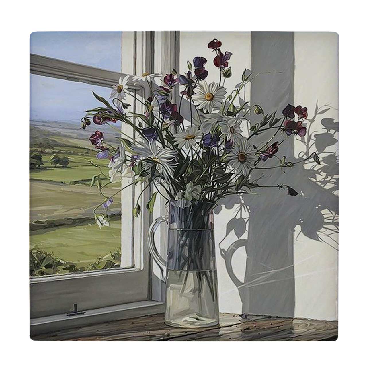  کاشی کارنیلا طرح گلدان گل پشت پنجره کد wkk1360