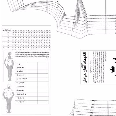 الگو خیاطی مانتو تونیک بانوان سایز 36 تا 48 متد مولر کد 46