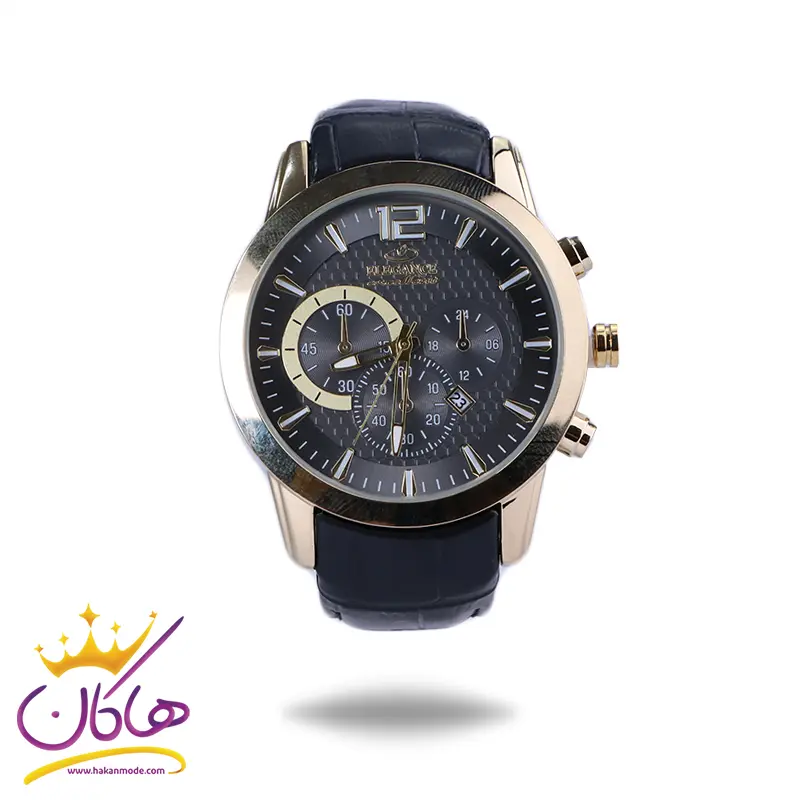 ساعت عقربه ای الگانس مردانه بند چرم قاب طلایی G2127/13