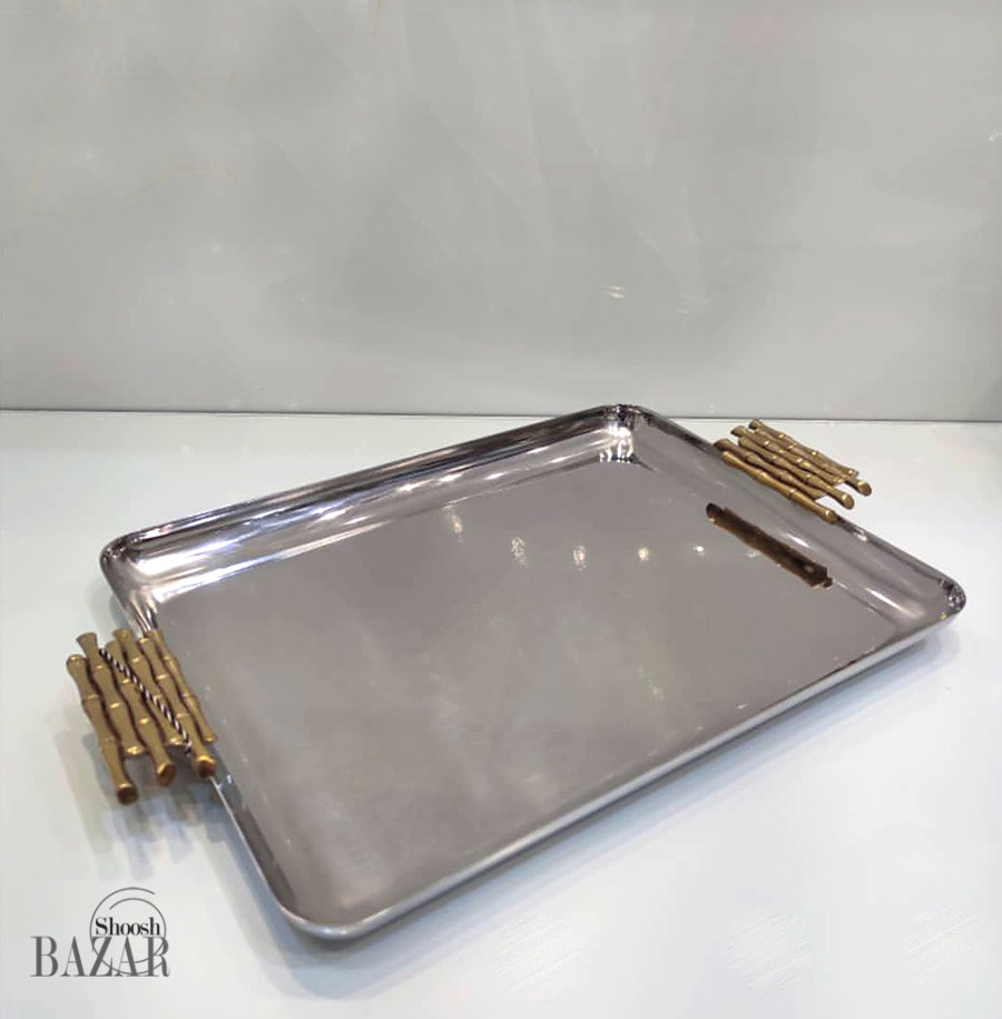 سینی استیل دکوری مدل بامبو