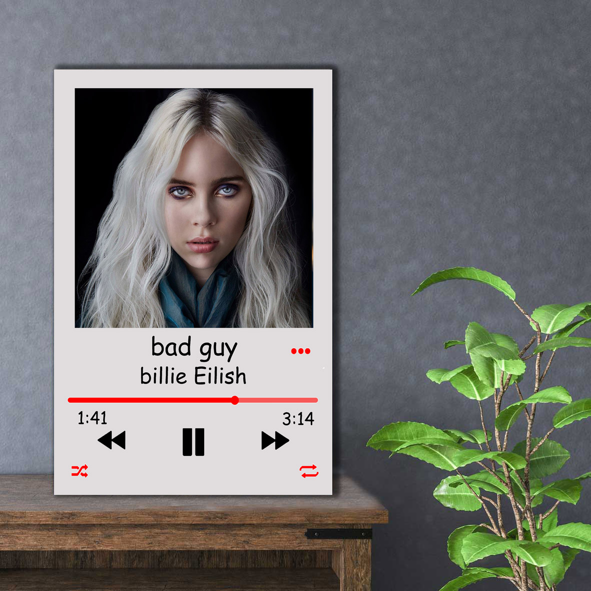 تابلو شاسی مدل موزیک طرح بیلی ایلیش Billie Eilish bad guy کد MP3-2