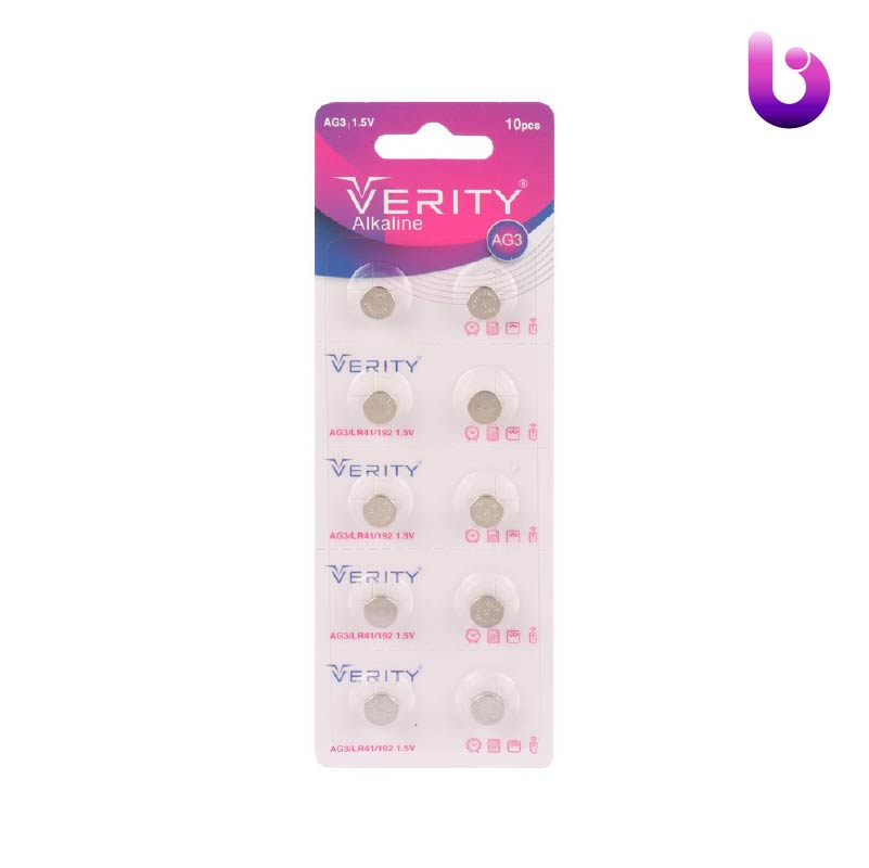 باتری سکه ای Verity Alkaline AG3 بسته 10 عددی