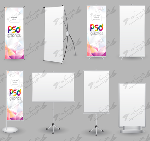 مجموعه موکاب و پیش نمایش لایه باز بنر استندی psd سری اول