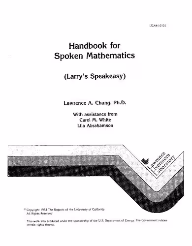 خرید و دانلود نسخه کامل کتاب Handbook for Spoken Mathematics