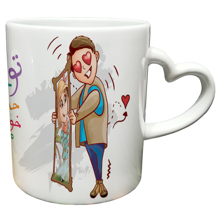 ماگ مدل دسته قلبی طرح عاشقانه کد 192