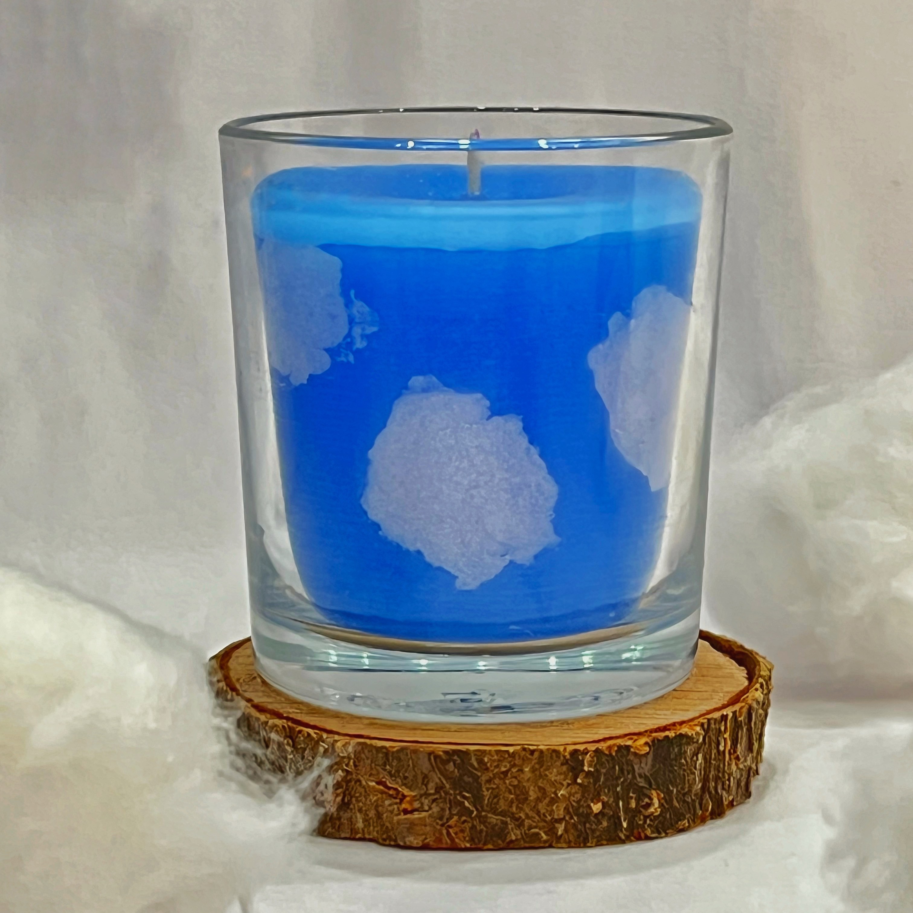 شمع آبی ابری ظرف شیشه ای - قیمت 65 هزار تومان