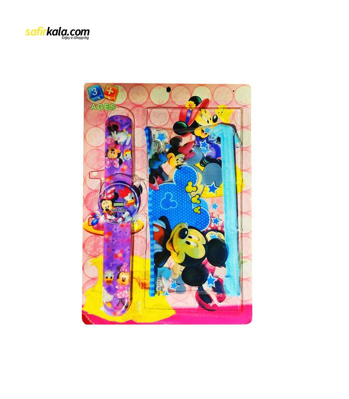 ست جامدادی و ساعت طرح میکی موس مدل 0205