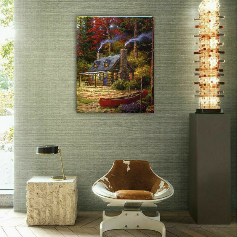 تابلو شاسی طرح شاسی طبیعت مدل کلبه جنگلی کد BK1185 | دنیای قاب