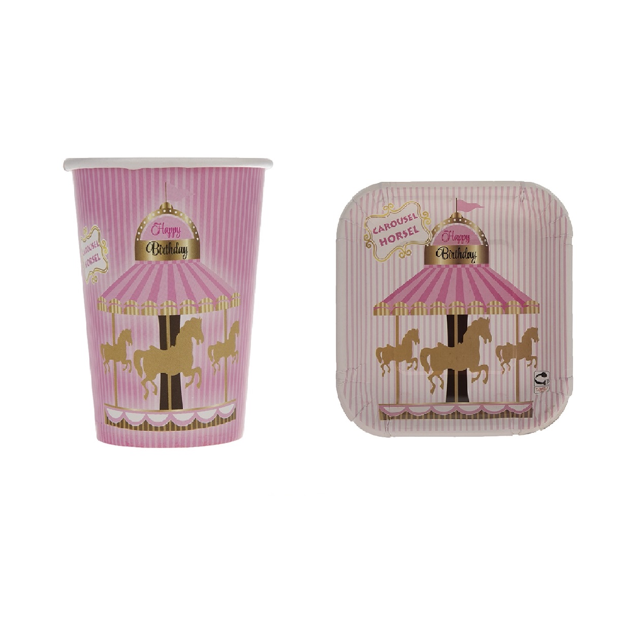 پیش دستی و لیوان یکبار مصرف طرح کراسل مجموعه 40 عددی