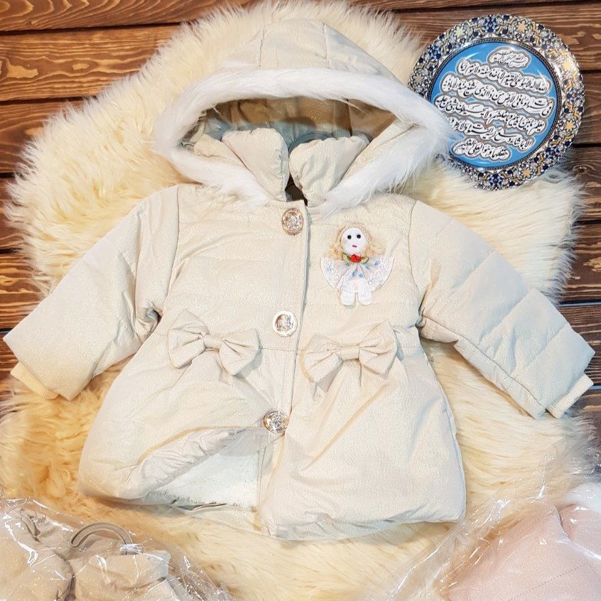 کاپشن دخترانه عروسکی پشت پاپیون (سایز های 35 و 40)