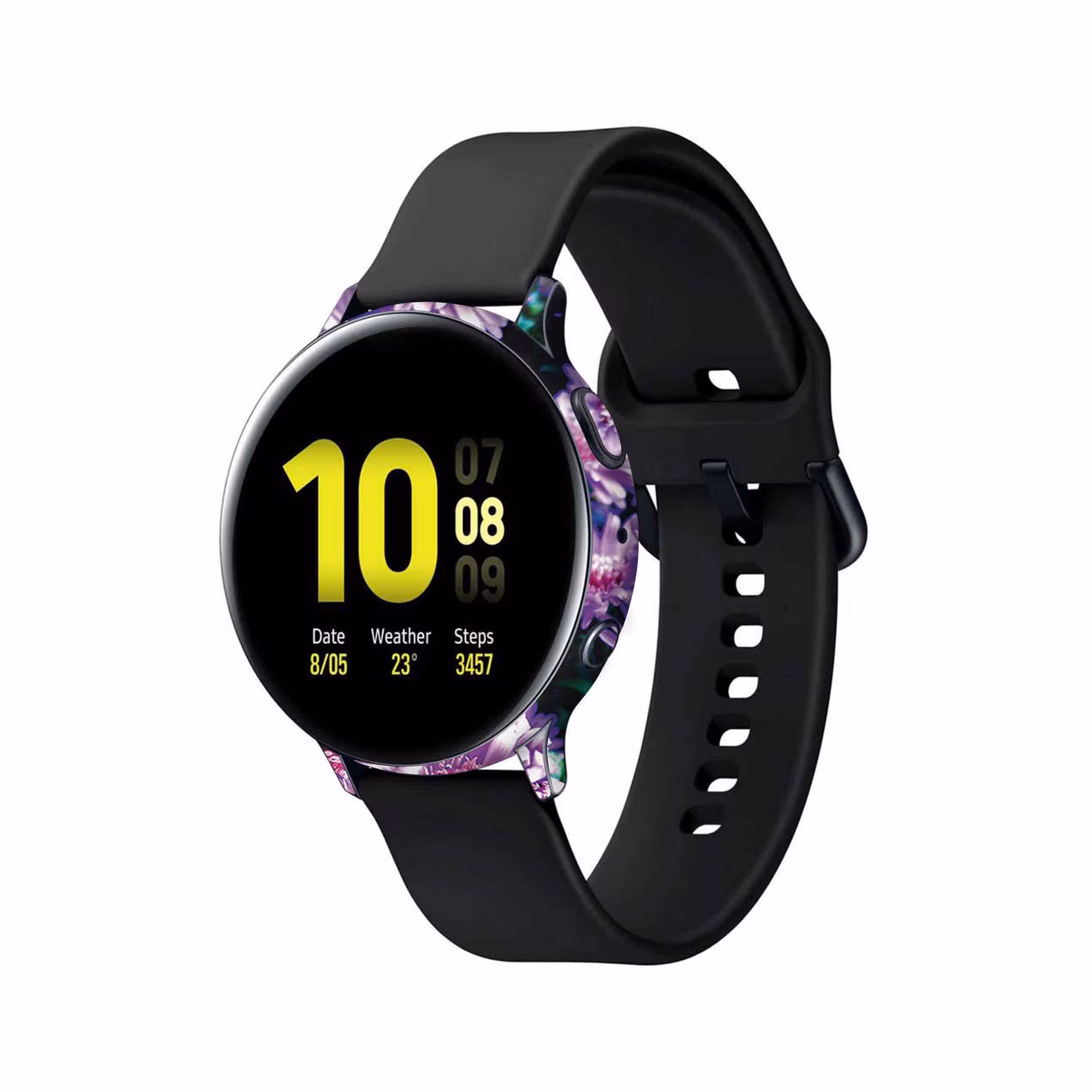 برچسب ماهوت طرح Purple-Flower مناسب برای ساعت هوشمند سامسونگ Galaxy Watch Active 2 44mm