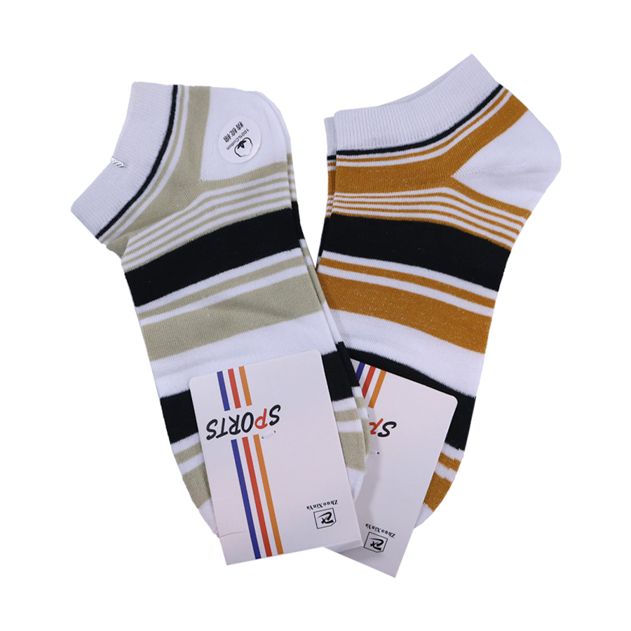 جوراب ساق کوتاه مدل راه راه دو رنگ کد 2 بسته 2 عددی