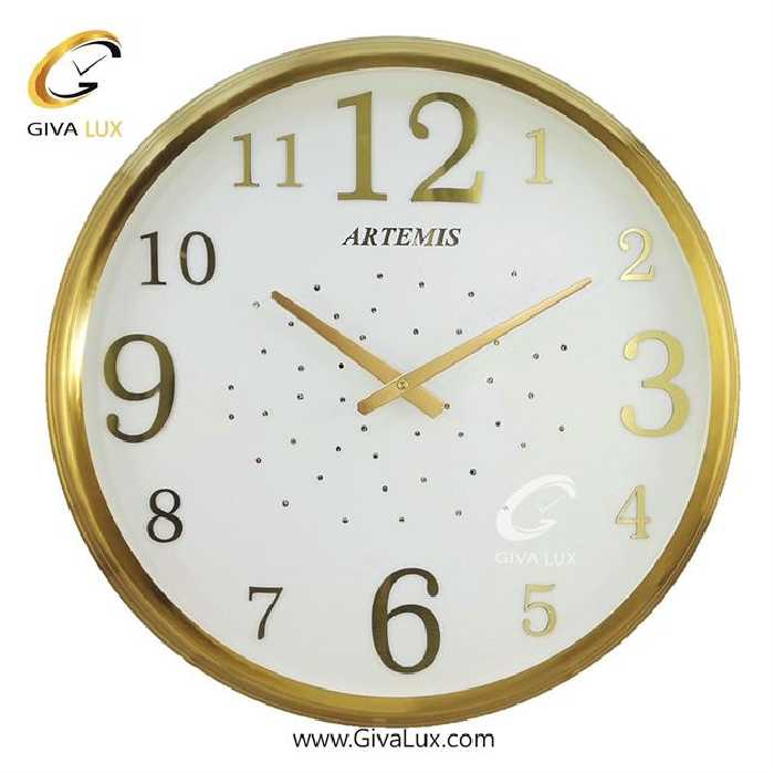 ساعت دیواری اورجینال آرتمیس آلیاژ فلزی طلایی| کد رفرنس 12228، مدل: 2000Gold White