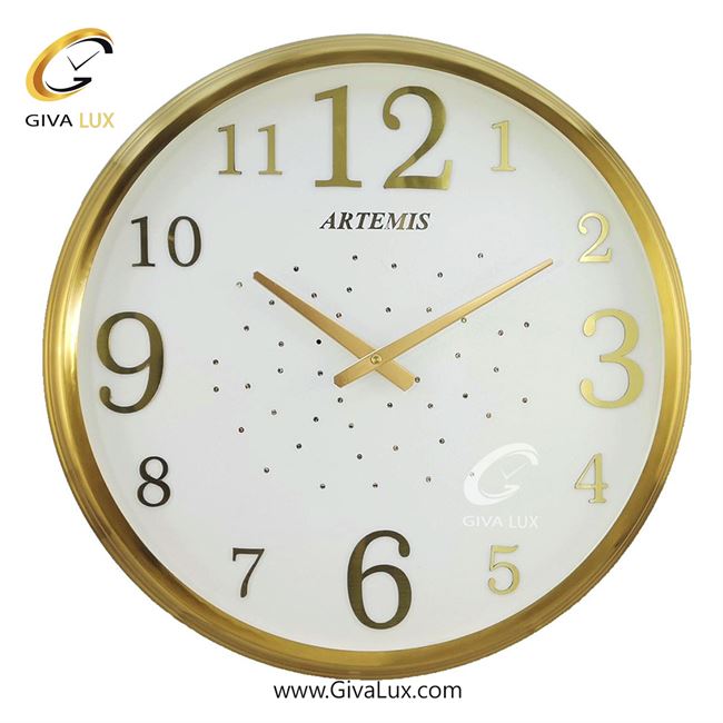 ساعت دیواری اورجینال آرتمیس آلیاژ فلزی طلایی| کد رفرنس 12228، مدل: 2000Gold White