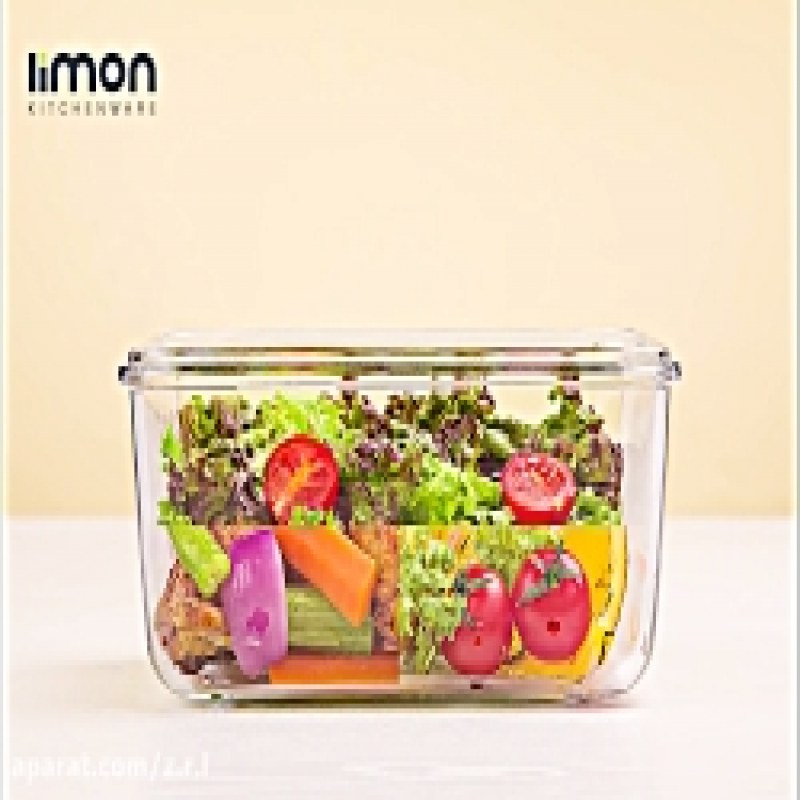 ظرف شیشه ای مستطیل یک و هفت  لیتر لیمون