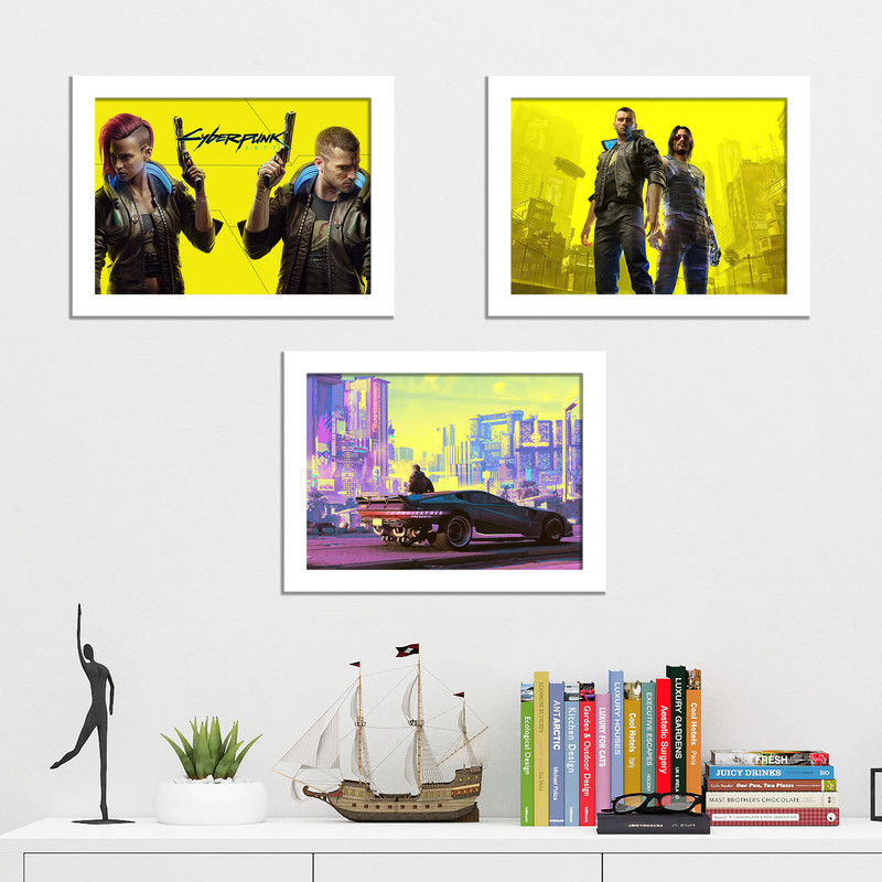 تابلو طرح  cyberpunk 2077 مدل 114w مجموعه 3 عددی | دنیای قاب