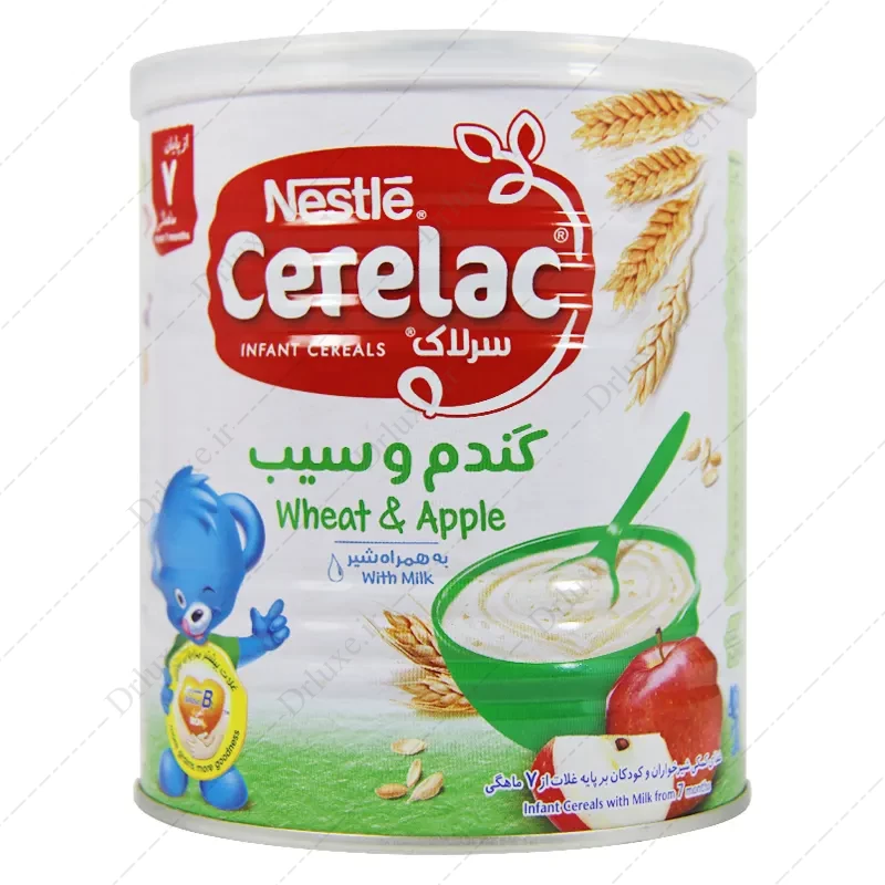 سرلاک گندم و سیب به همراه شیر نستله 400 گرم