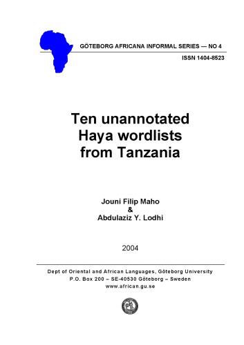 خرید و دانلود نسخه کامل کتاب Ten unannotated Haya wordlists from Tanzania
