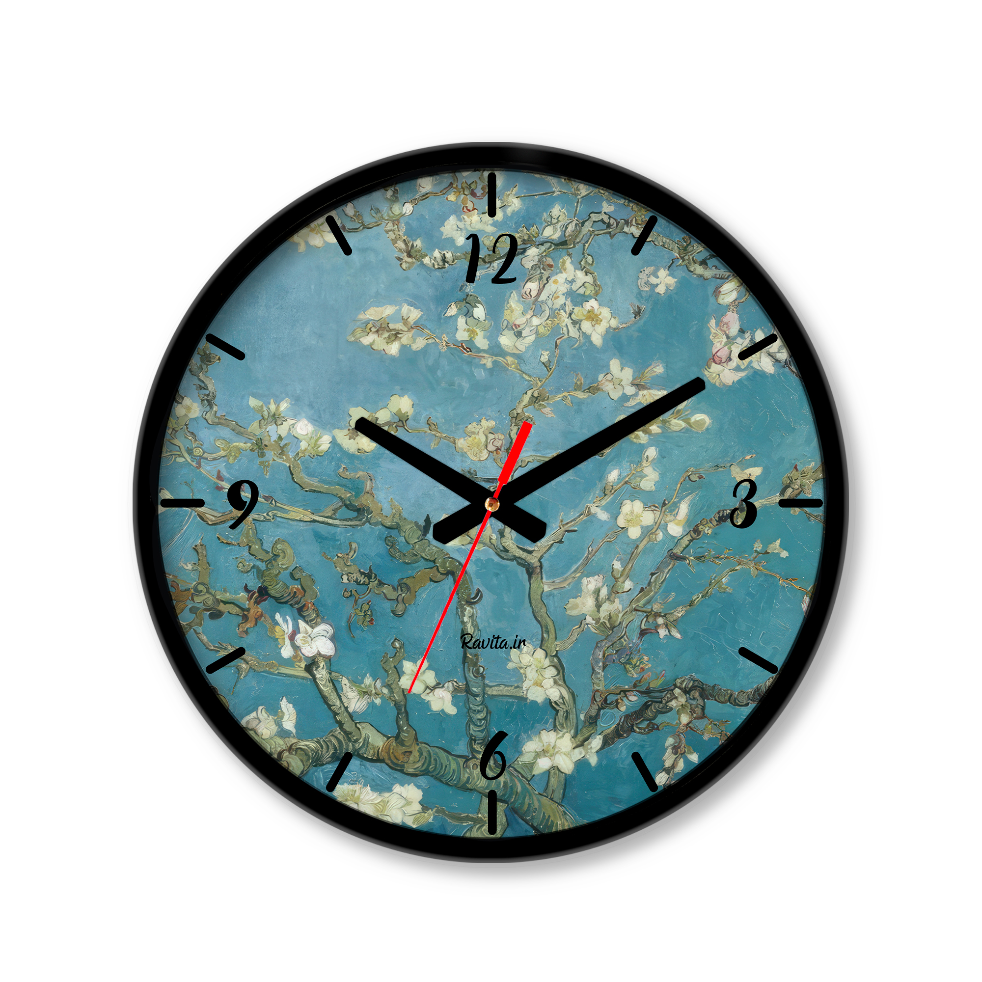 ساعت دیواری کوچک راویتا طرح نقاشی شکوفه بادام – ون گوک کد 3559