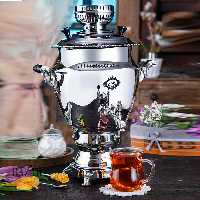 سماور گازسوز عالی نسب مدل گنجینه سیمین 6 لیتری