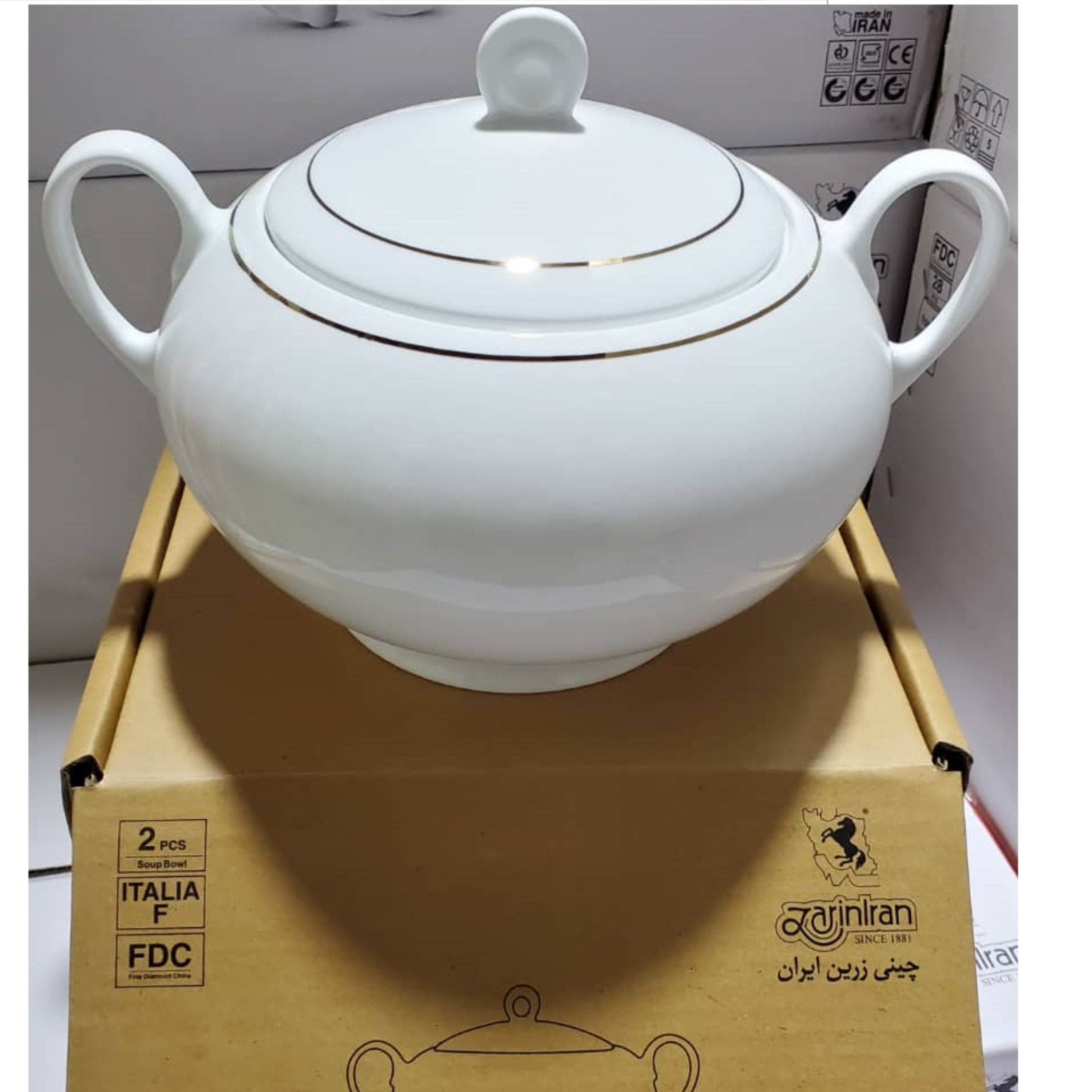 سوپ خوری قالب ایتالیااف چینی زرین ایران مدل زرین لب طلا