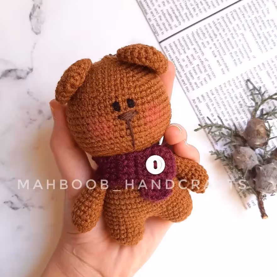 عروسک بافتنی خرسی دستبافت