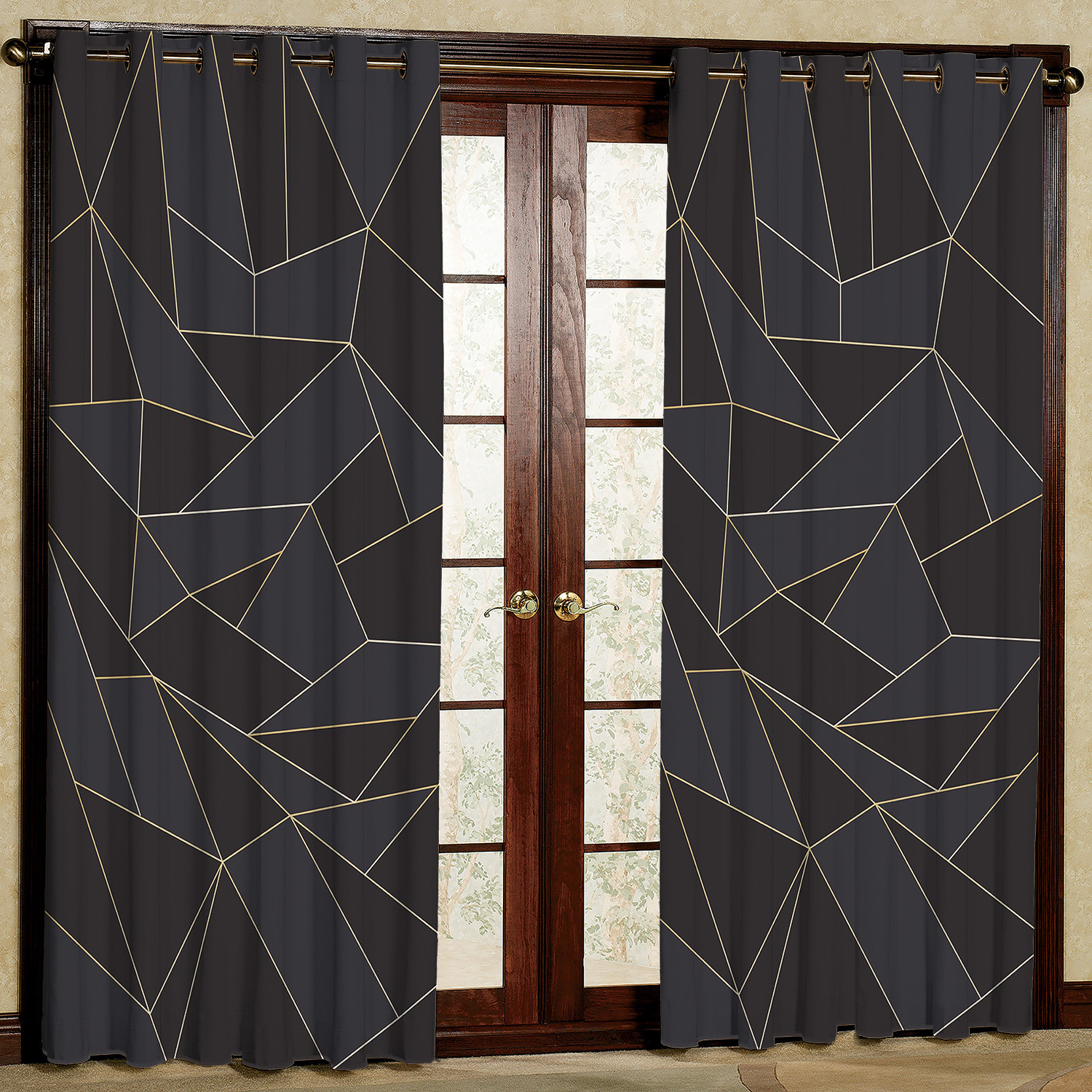 پرده مدل هندسی هازان پانچی کد 1292 سایز 140x200 سانتی متر