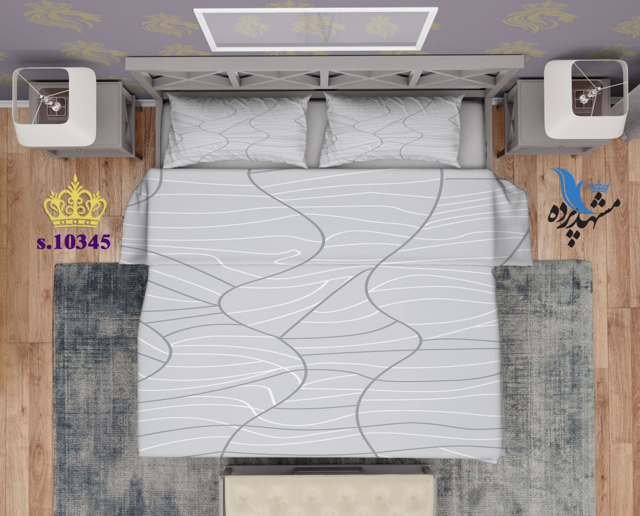 ست روتختی دو نفره طرح خط دار ساده S10345