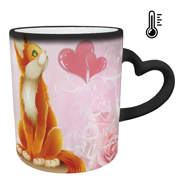 ماگ حرارتی مدل دسته قلبی طرح عاشقانه کد 143