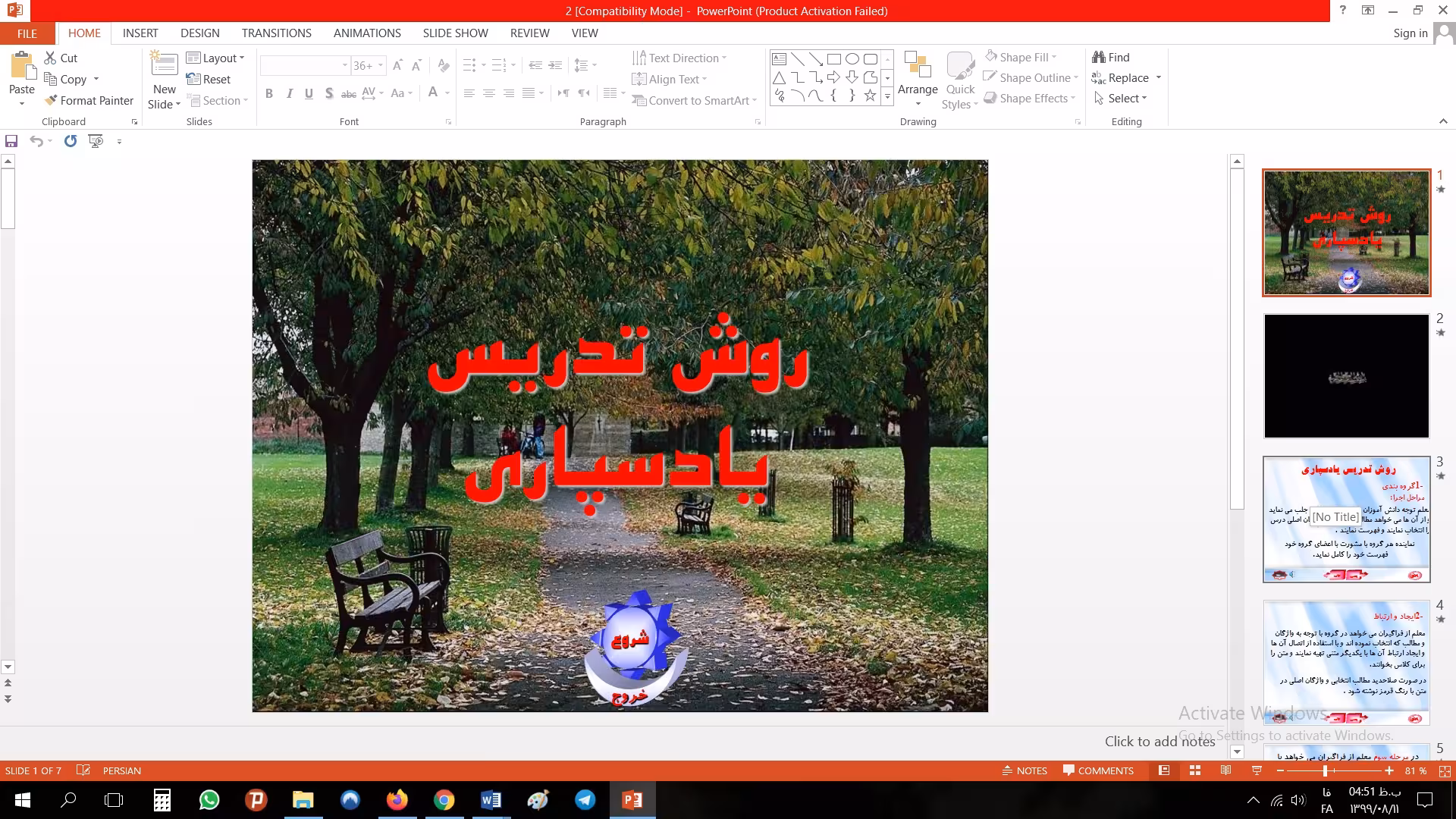 پاورپوینت روش تدريس يادسپاري