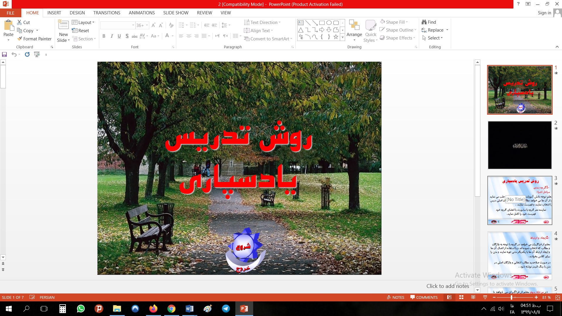 پاورپوینت روش تدريس يادسپاري