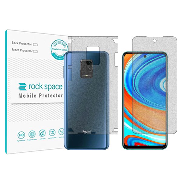 گلس صفحه نمایش و پشت گوشی شیائومی Redmi Note 9 Pro Max مدل نانو هیدروژل مات برند راک اسپیس کد MS