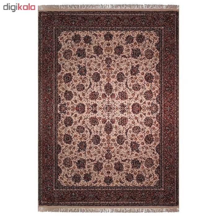 فرش ماشینی زمرد مشهد طرح افشان مدل گل درشت زمینه کرم
