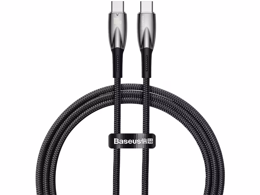 کابل  سوپر فست شارژ دو سر تایپ سی 100 وات یک متری بیسوس Baseus Glimmer Type-C To Type-C Fast Charging Data Cable CADH000701
