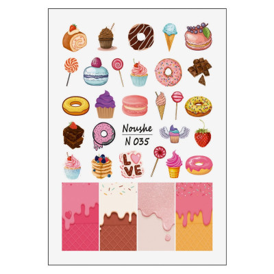 برچسب لنز ناخن نوشه مدل شیرینی کد N035