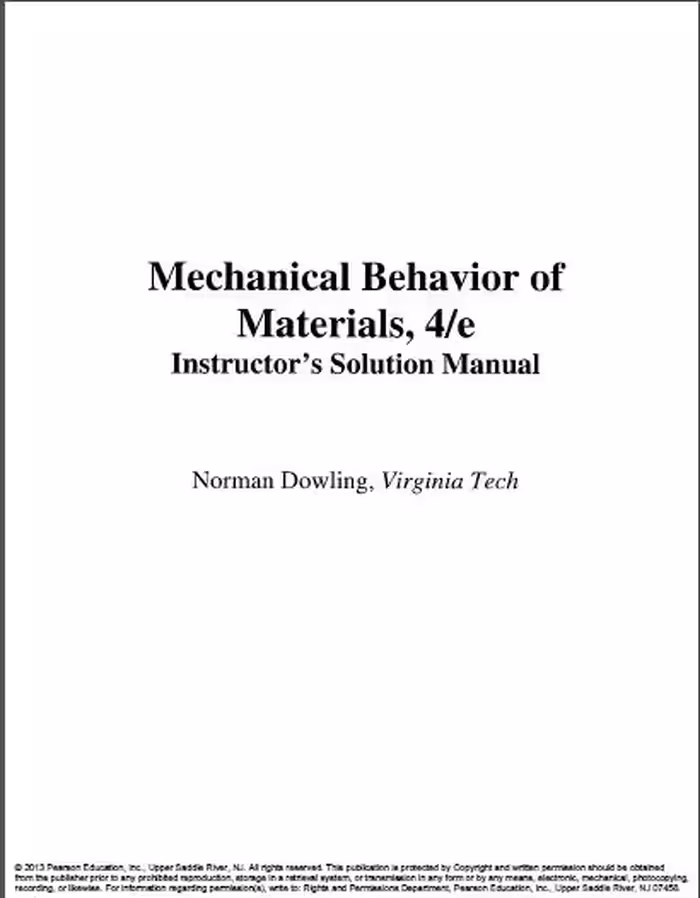 خرید و دانلود نسخه کامل کتاب Instructor Solutions Manual for Mechanical Behavior of Materials, 4th Edition