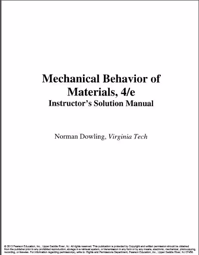 خرید و دانلود نسخه کامل کتاب Instructor Solutions Manual for Mechanical Behavior of Materials, 4th Edition