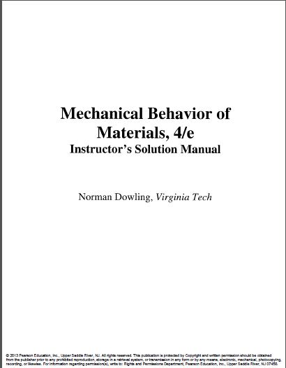 خرید و دانلود نسخه کامل کتاب Instructor Solutions Manual for Mechanical Behavior of Materials, 4th Edition